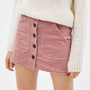 Pink Corduroy Mini Skirt